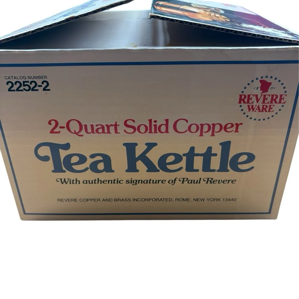 Vintage Revere Ware Solid Copper Tea Kettle 2 Quart 2252-2 Unused NOS Open Box